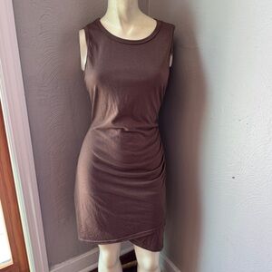 BTFBM sleeveless bodycon ruched dress size small light chocolate brown